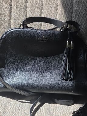 kate spade Black Pebbled Leather Tassel Satchel